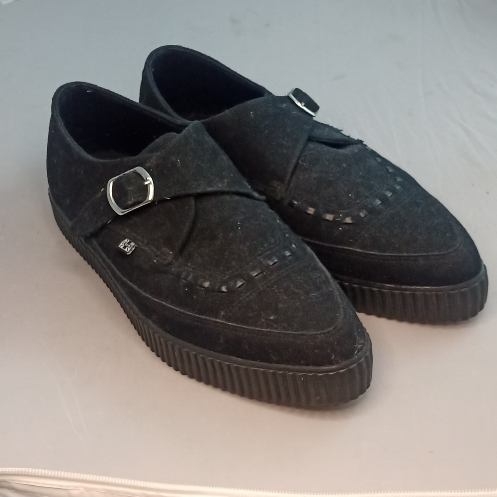 T.U.K. A9280 Tuk Men Vegan Shoes EZC Black Monk Buckle Pointed Creeper Sneaker